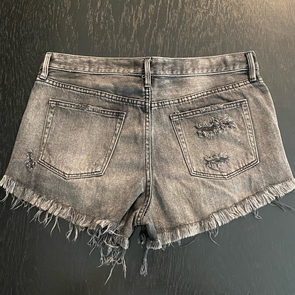 Free people size 29 Women's Distressed Black Denim Shorts - Picture 12 of 13
